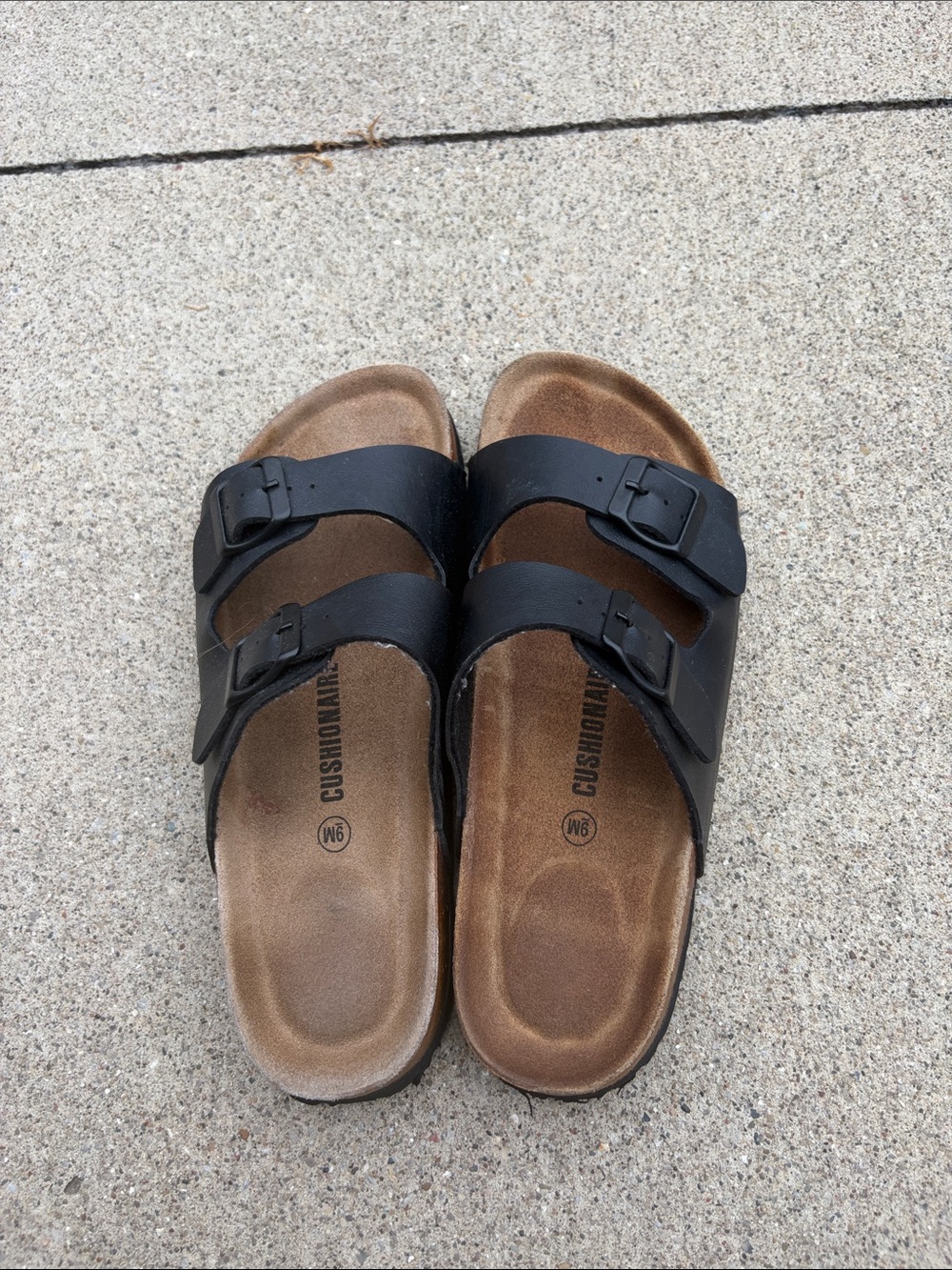 Classic Women's Black Double-Buckle Slide Sandals